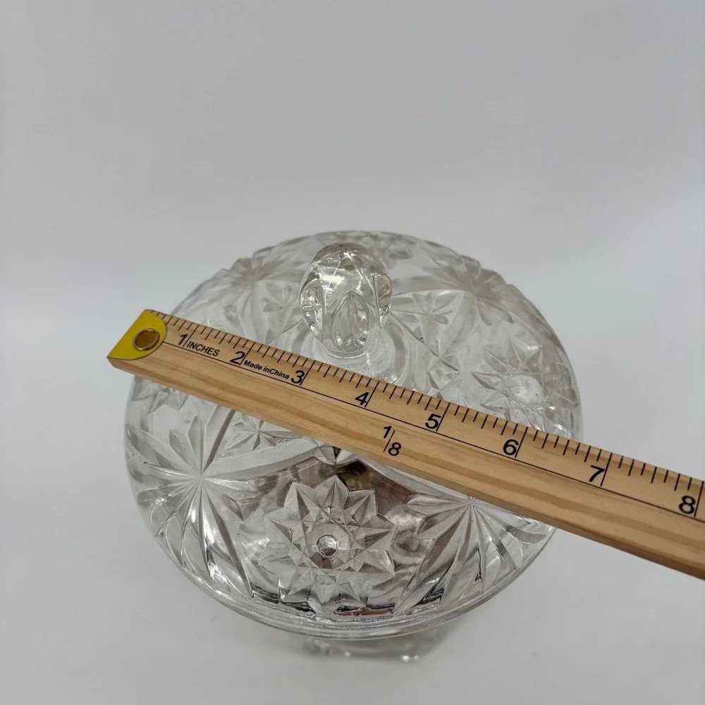 Candy Dish Medium Clear Bronze Cherub Putti Crystal‎ Glass Mythological Regency